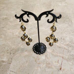 Stony Dangle Style Smoky Quartz Colored Fashion Earrings
